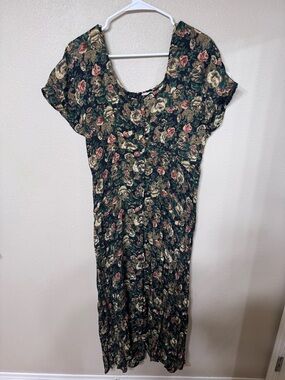 Rare VTG 90s Contempo Casuals Floral Maxi Dress One Size button up Whimsigoth